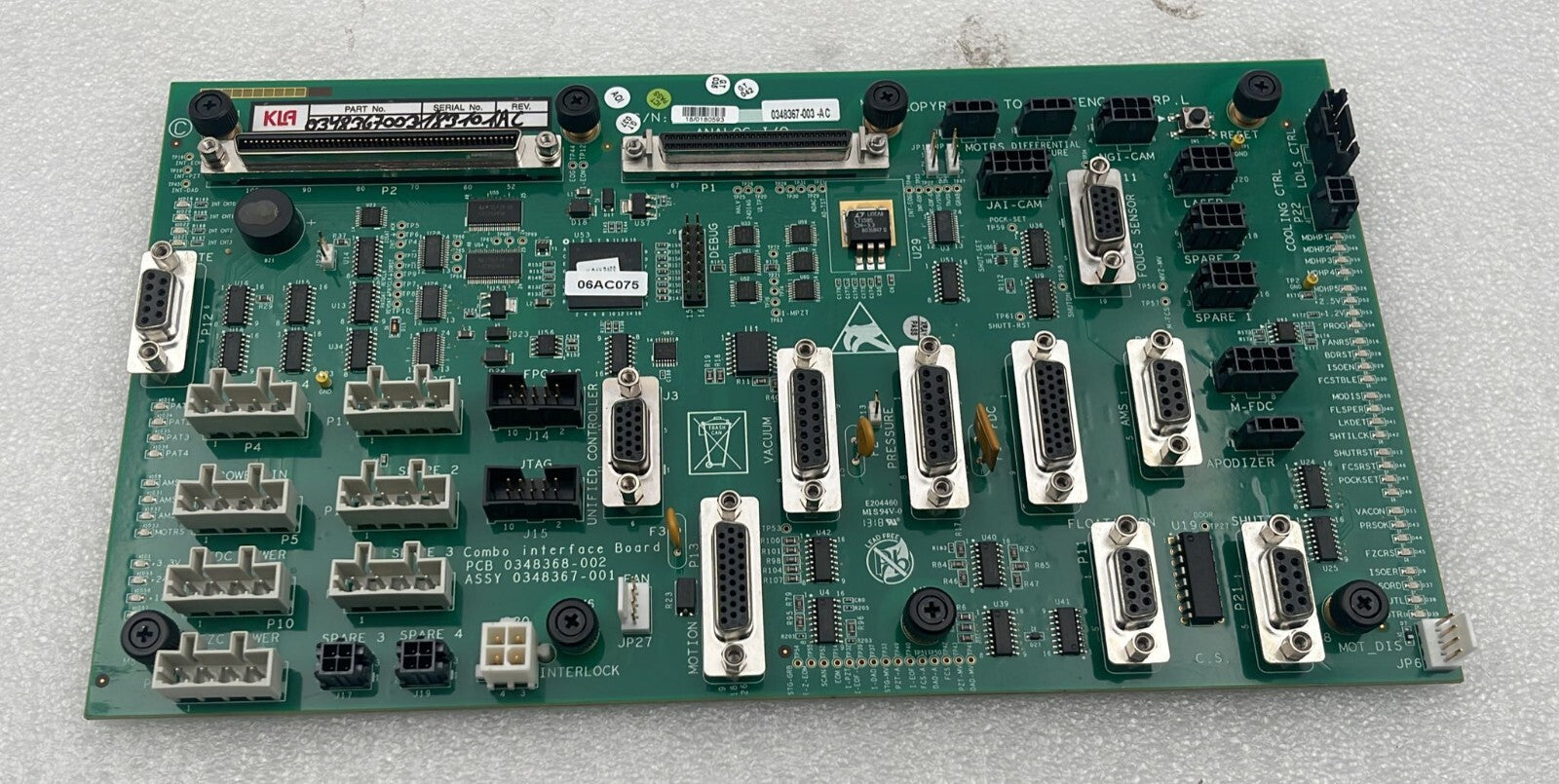 KLA-TENCOR 0348367-003 Combo interface Board PCB 0348368-002 Assy 0348367-001
