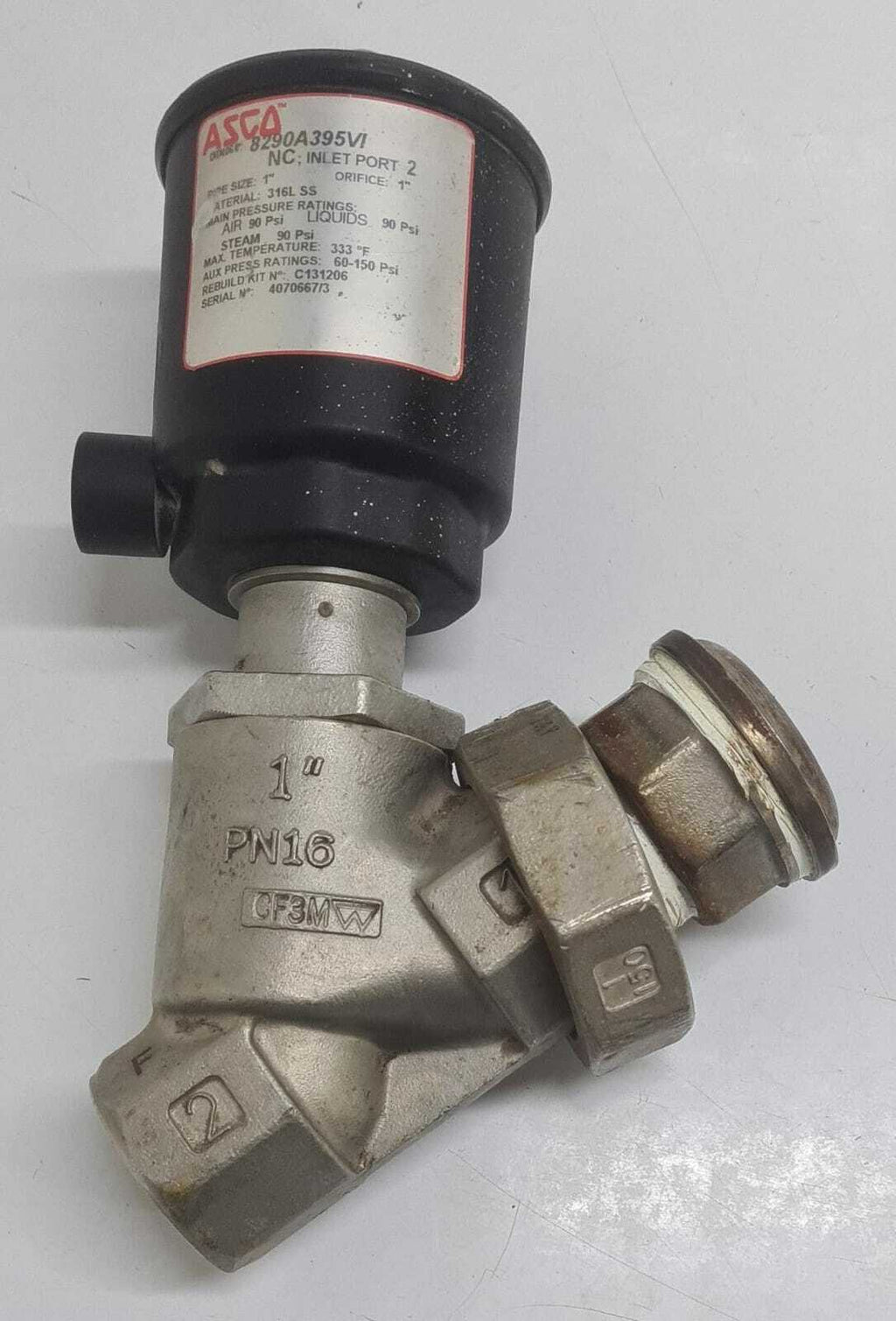 ASCO 8290 8290A395 NC INLET PORT 2 ANGLE BODY PISTON VALVE 90 Psi C131206 1