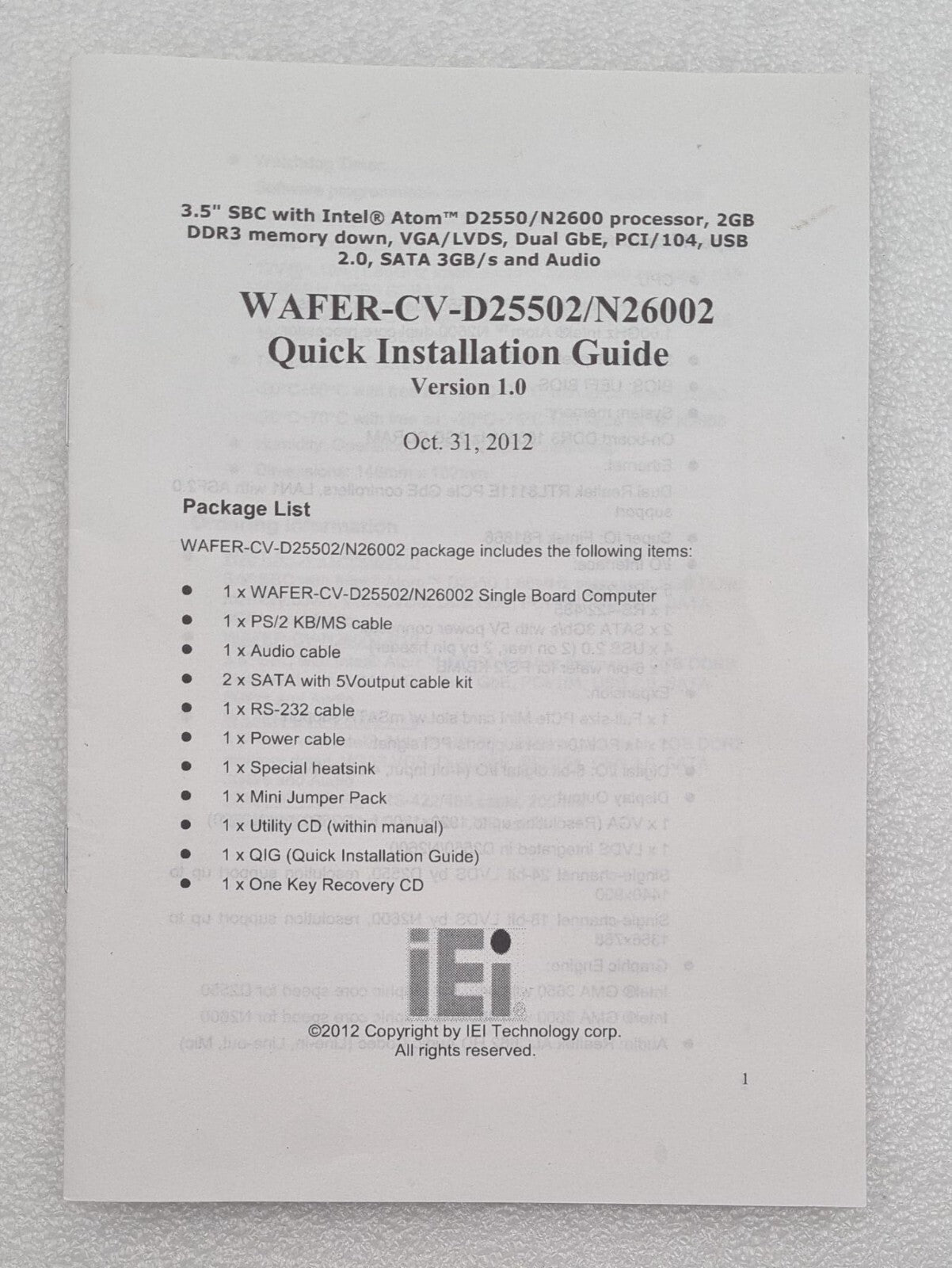NEW - iEi WAFER-CV-N26002-R10 VER: 1.0 Industrial Control Motherboard PCIe mSATA