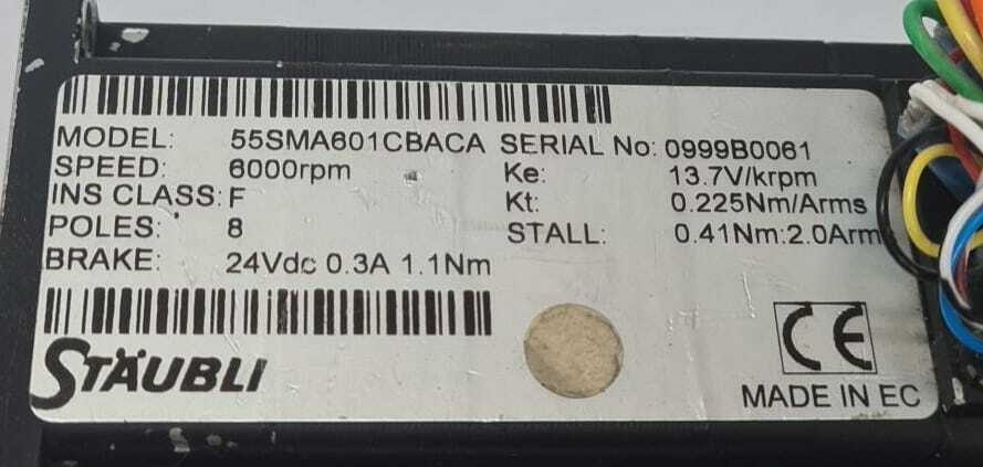 Staubli Brake Motor 55SMA601CBACA W/ Matrix Engineering Encoder 1EB12- 08