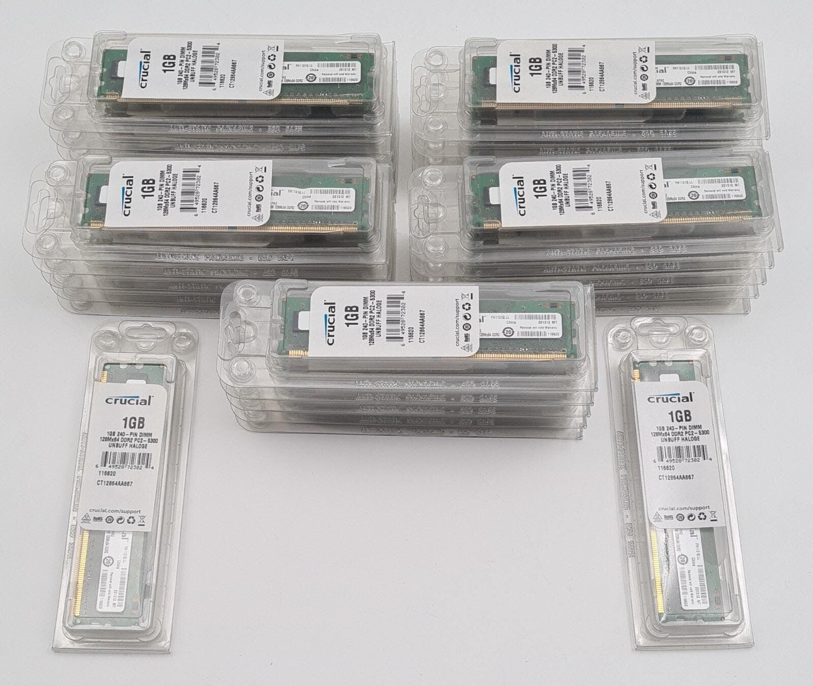 [LOT 27] Crucial 1GB 240-PIN DIMM 128Mx64 DDR2 PC2-5300 Unbuffered CT12864AA667