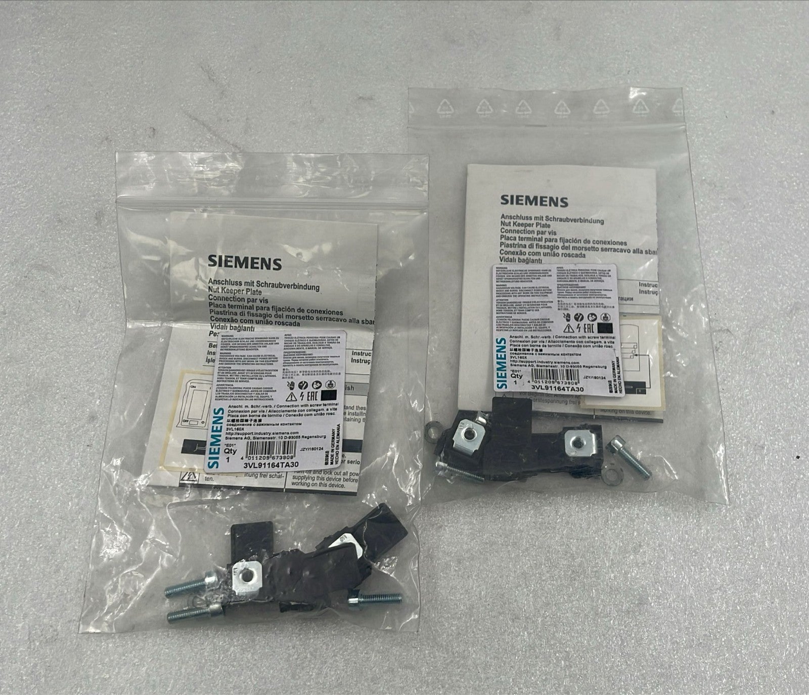 Siemens 3VL9116-4TA30 terminal connector kit lot of 2