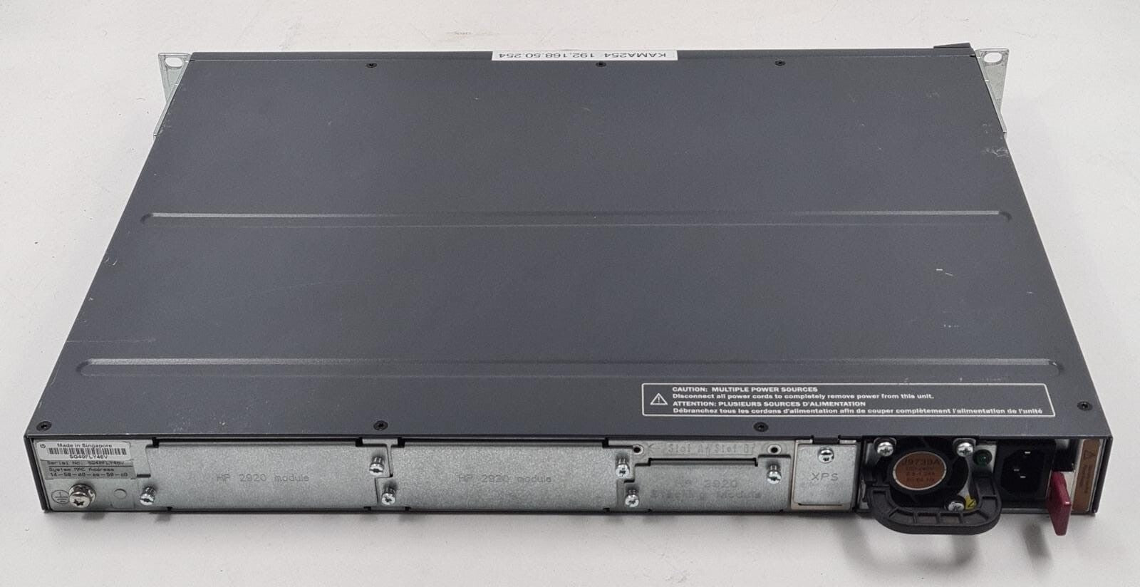 HP J9728A 2920-48G Regulatory RSVLC-1201A 48-Port Gigabit Ethernet Switch W/ PSU