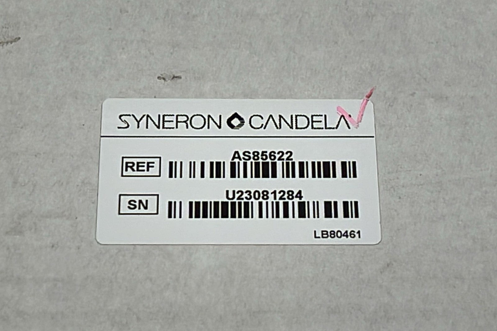 Syneron Candela AS85622 PCB label close-up