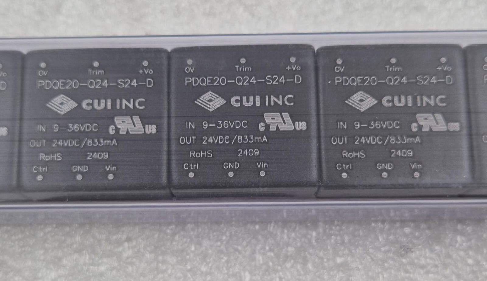 [19 PCS SLEEVE] NEW - CUI INC PDQE20-Q24-S24-D DC-DC CONVERTER 24VDC 8.33mA ROHS