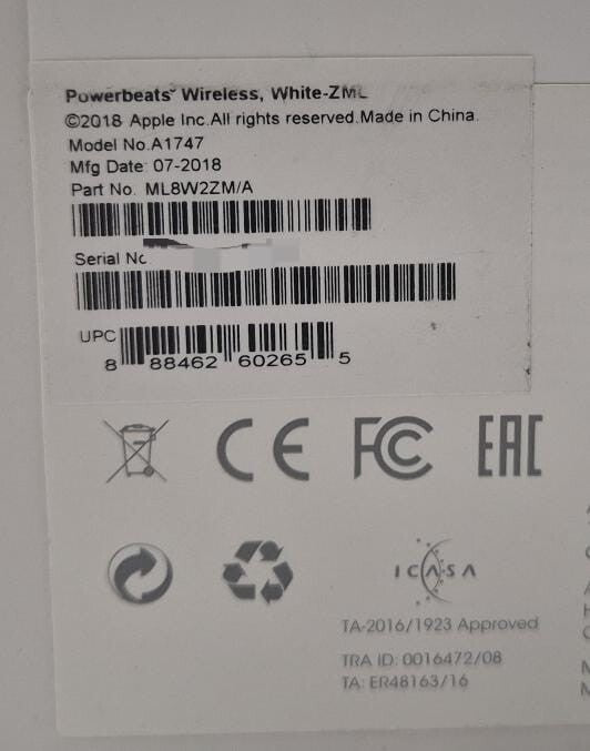 *NEW OEM* Apple Beats by Dr. Dre PowerBeats 3 Wireless White A1747 ML8W2ZM/A