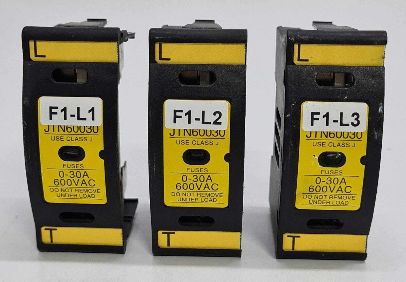 [LOT OF 3] COOPER BUSSMANN JTN60030 Fuse Holder W/ BUSS LPJ-30SP Fuses