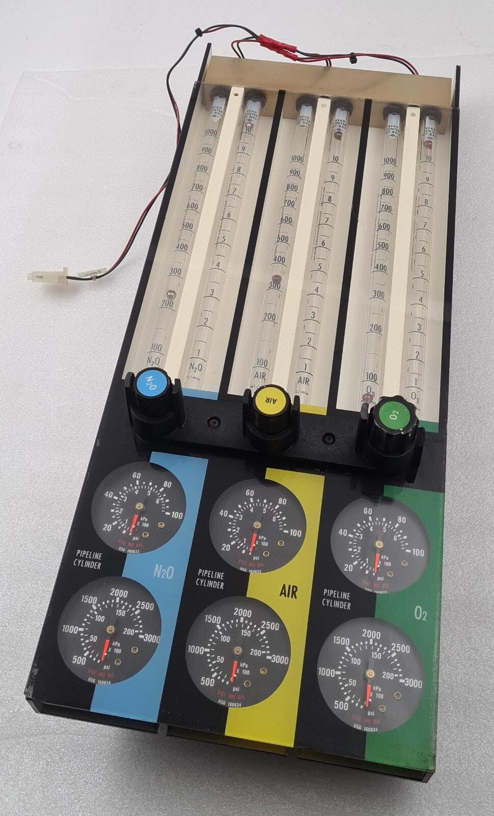NORTH AMERICAN DRAGER N2O AIR ON Flowmeter Gauge Assembly NAD-65 NAD-66