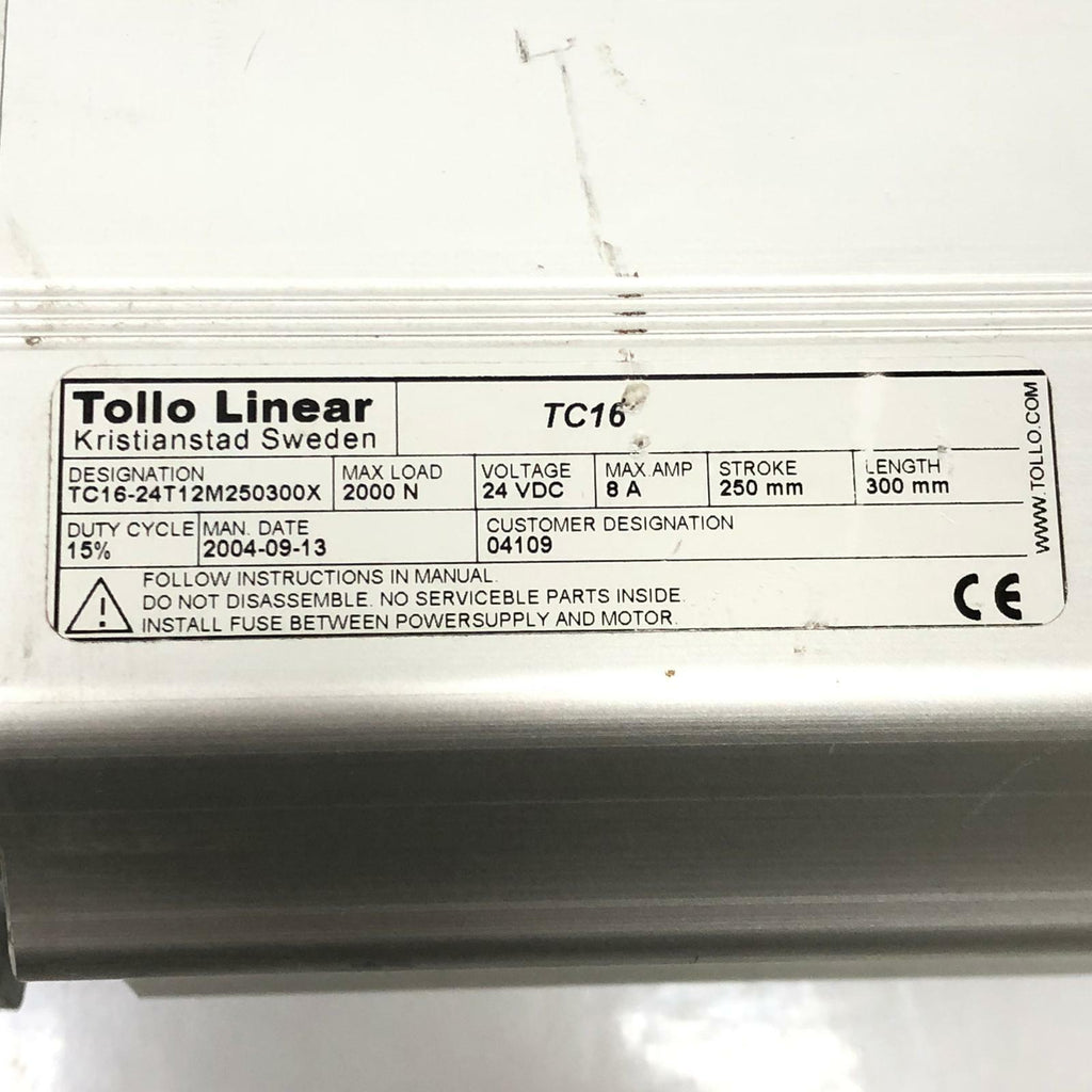 Tollo Linear TC16-24T12M250300X Actuator  Stroke 250mm Length 300mm 8A 24VDC