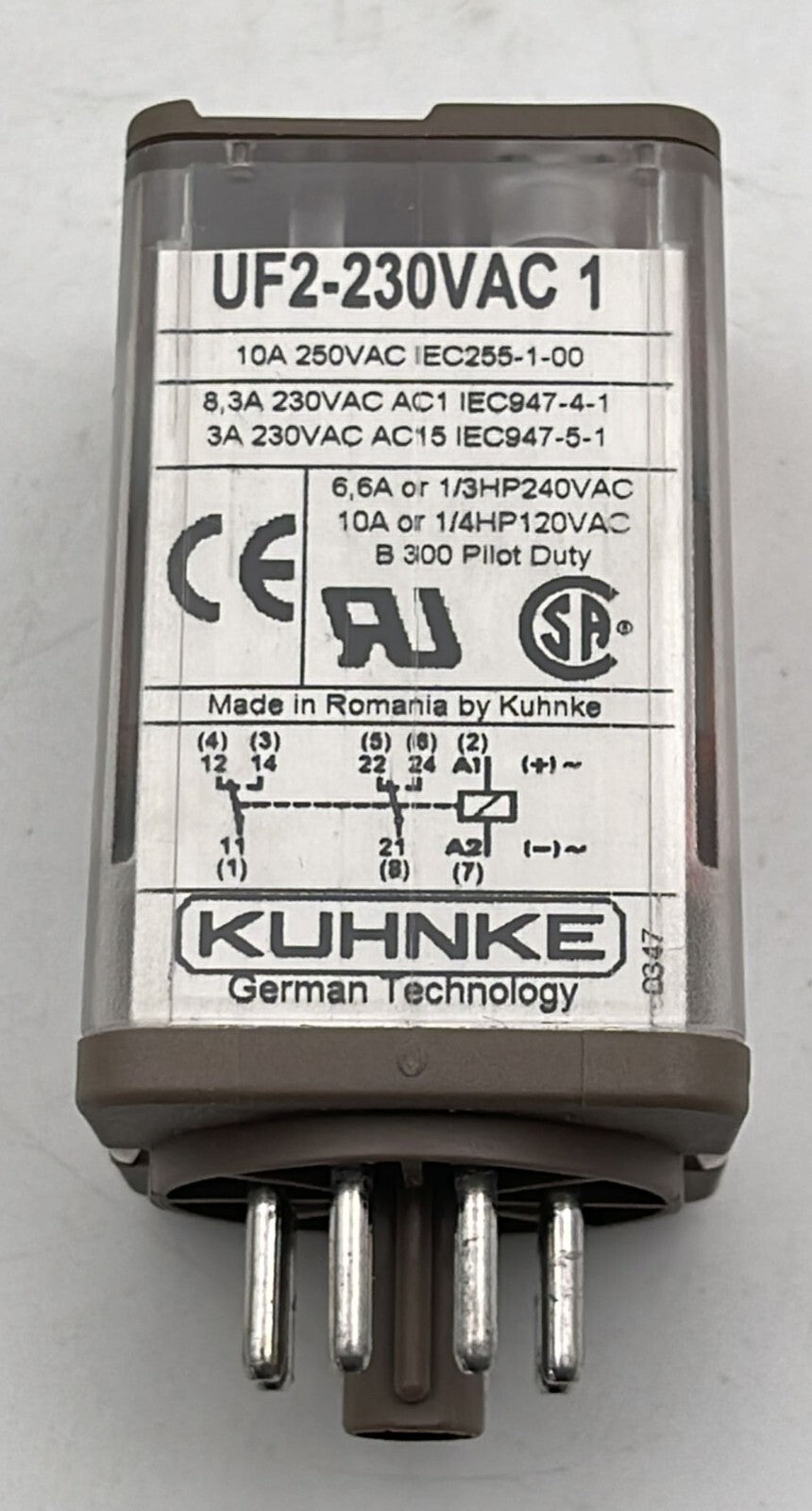 10 UNITS PACK - KUHNKE UF2-230VAC 1 Relay 10A 250V