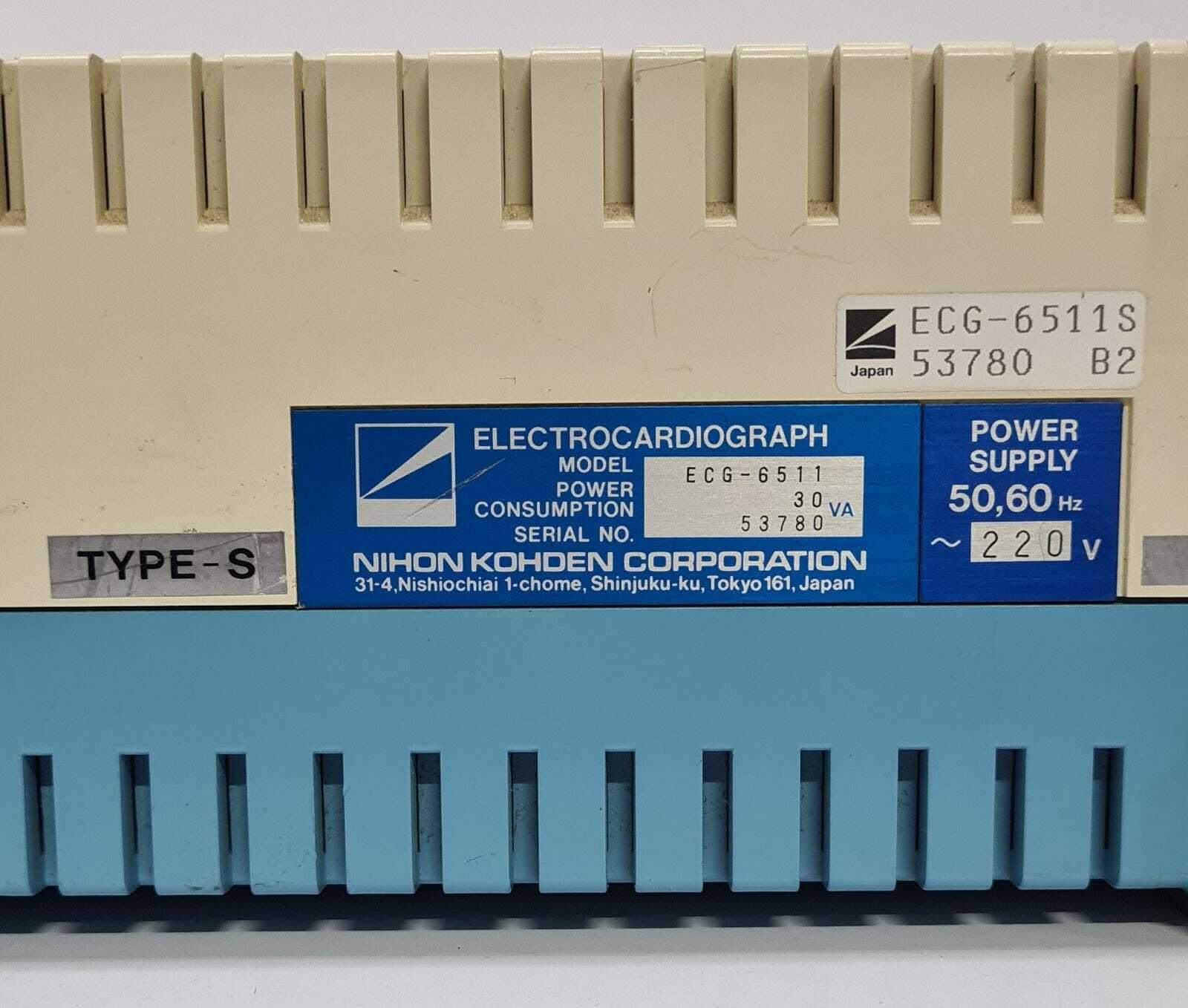 Nihon Kohden Cardiofax ECG- 6511 Type S ECG- 6511S Electrocardiograph EKG