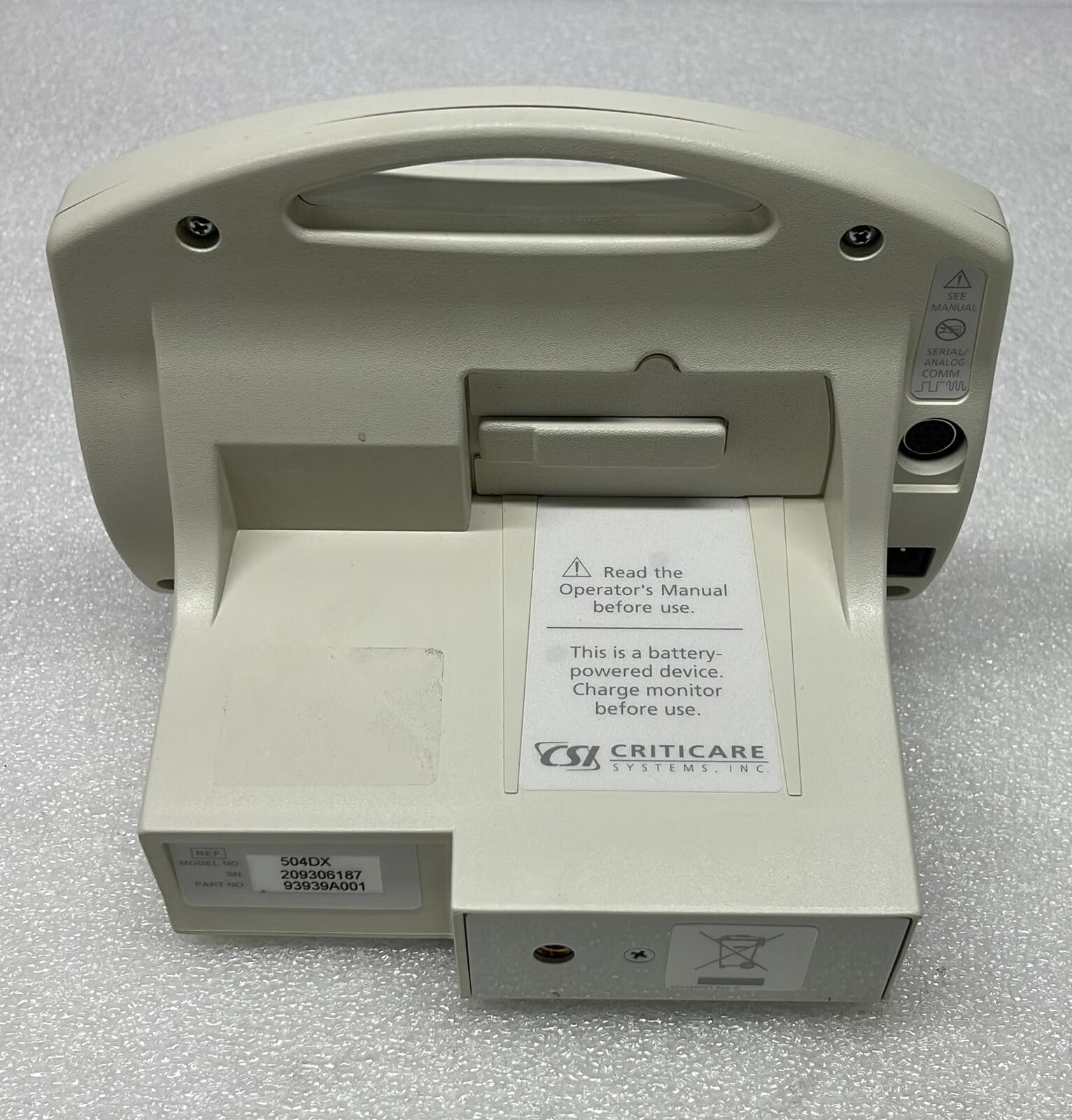 CSI Criticare Systems 504DX Digital Oximeter Monitor W/ 934-10DN Finger Sensor