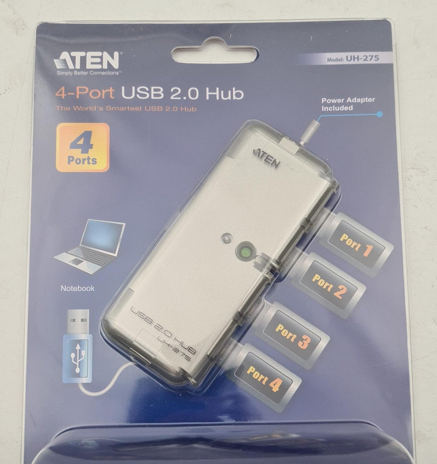 NEW - ATEN UH-275 4-Port USB 2.0 Hub + Power Adapter DC 5V