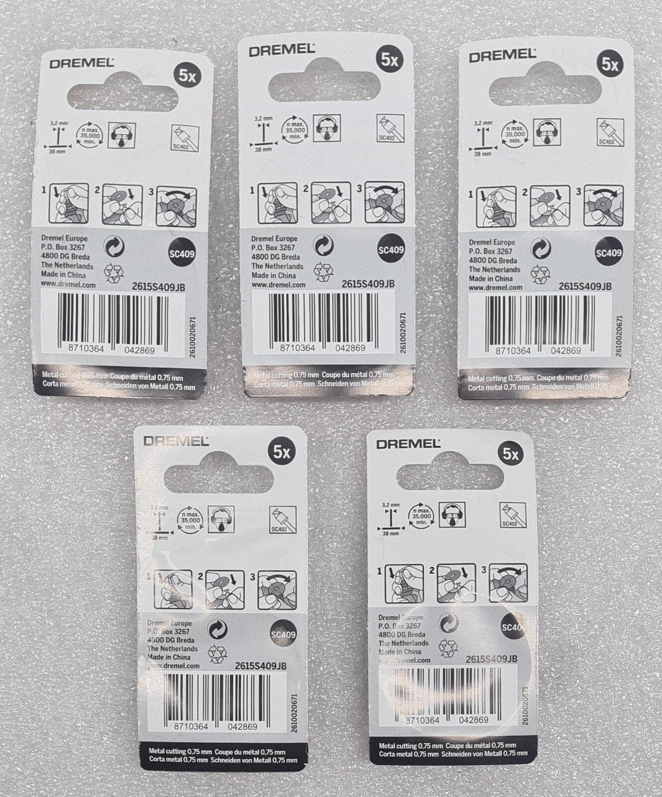 [LOT 5] NEW - DREMEL EZ SC409 SpeedClic Metal Cutting 2615S409JB Kit 5x Discs