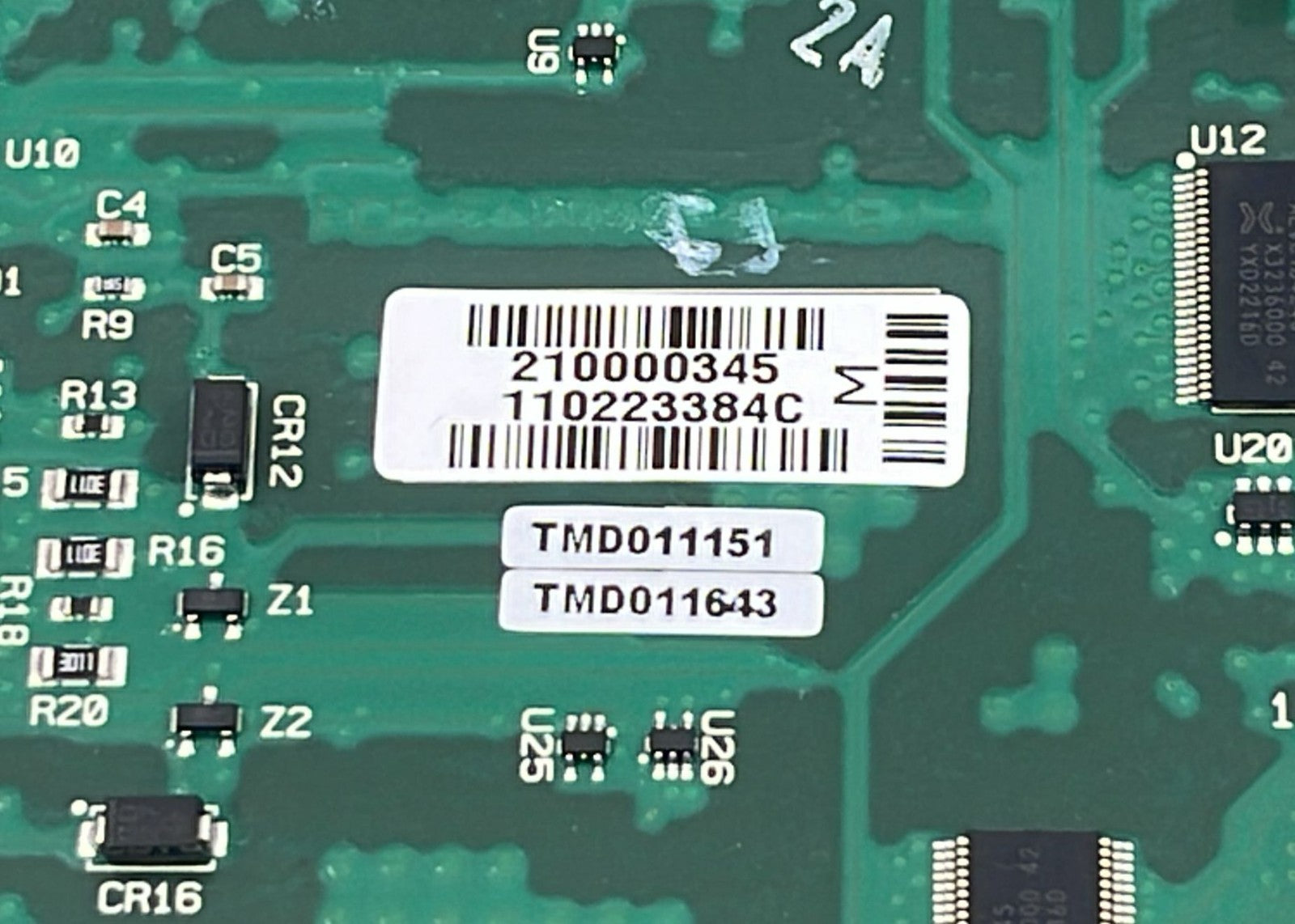 Waters 210000345 PCB serial label close-up