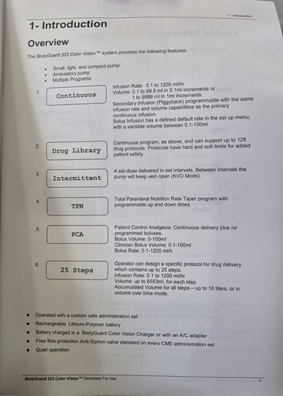*NEW* MedNet CME Caesarea BodyGuard 323 999-603EN Infusion PUMP & CHARGER KIT