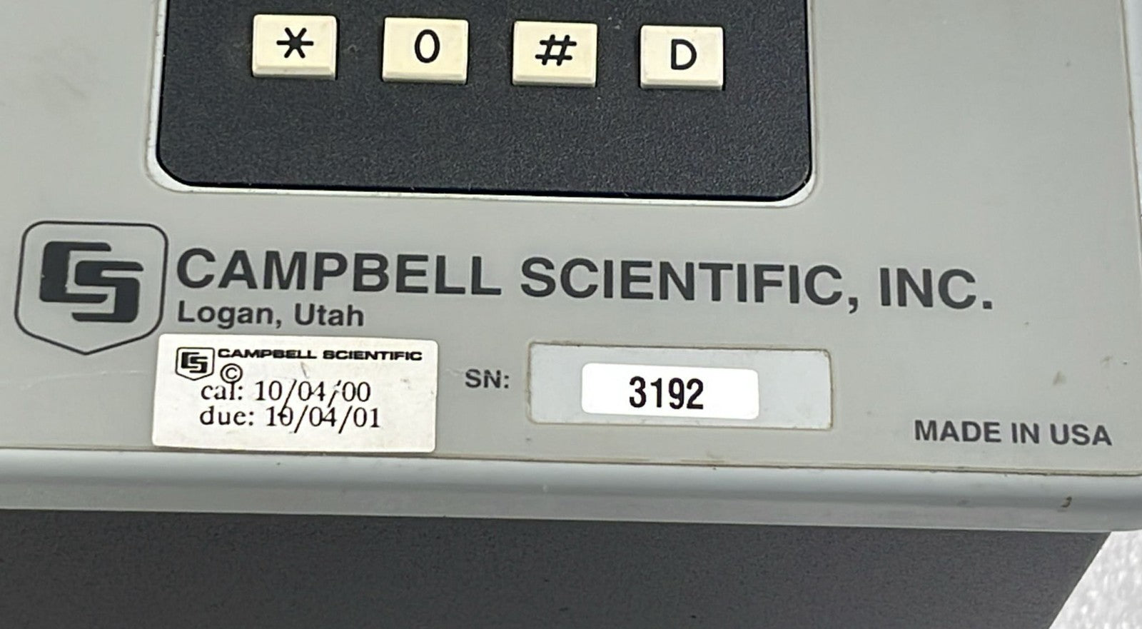 Campbell Scientific CR23X manufacturer label close-up