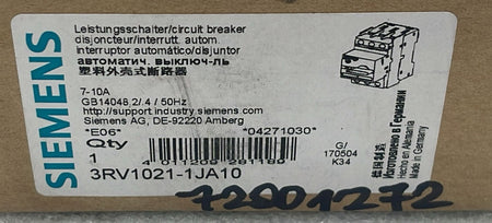 Siemens 3RV1021-1JA10 label close-up with model number