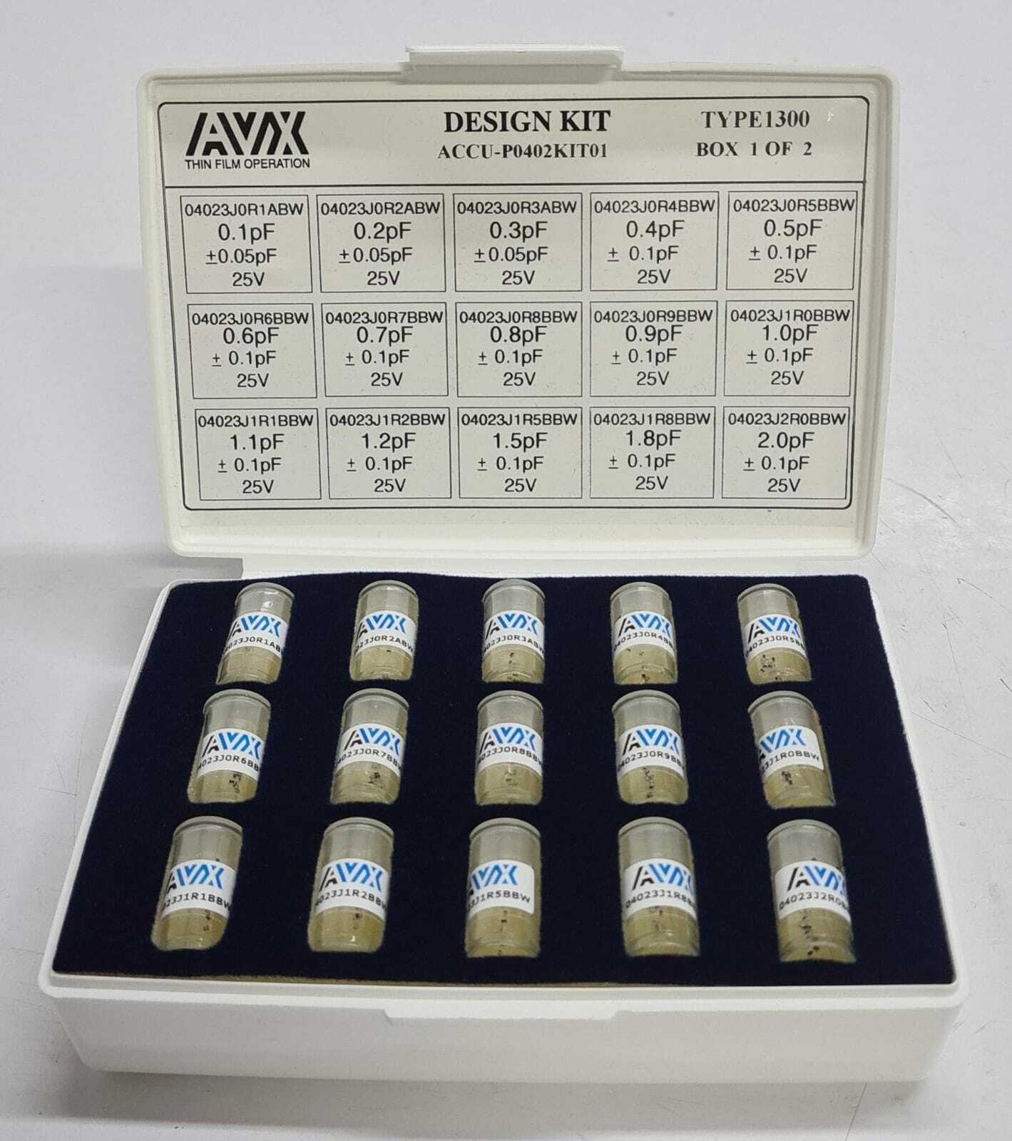 AVX Thin Film RF Microwave Designer Kit ACCU-P0402KIT01 Type1300 0.1pF-2.0pF #1