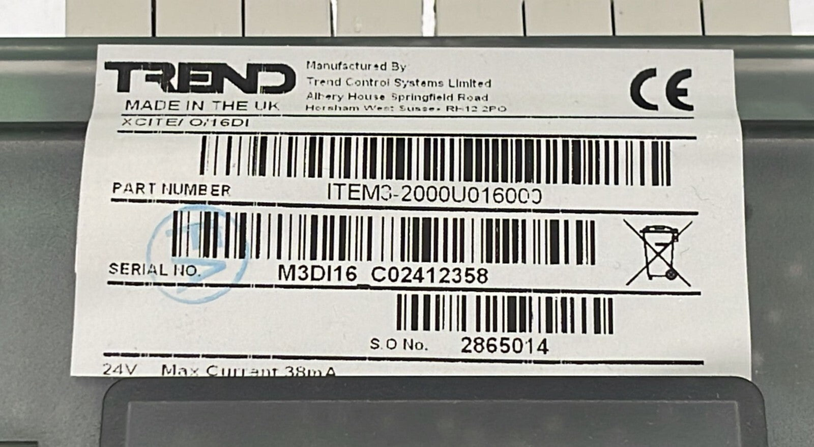 TREND XCITE/IO/16DI Expander Digital input Module ITEM3-2000U016000