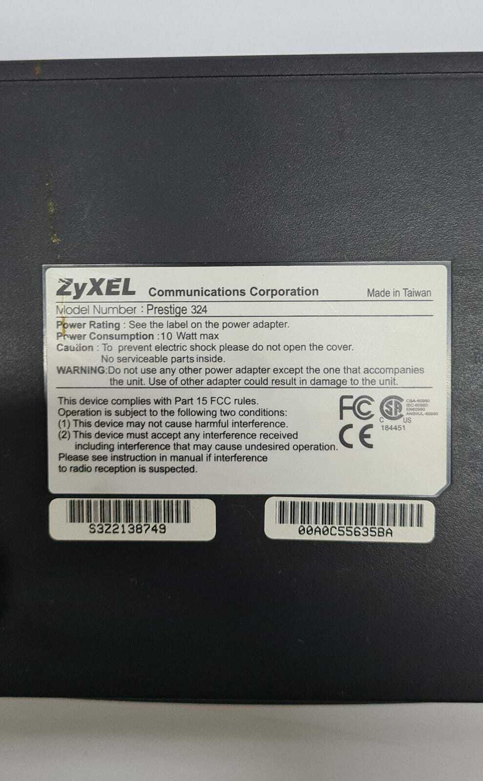 ZyXEL Prestige 324 4 Port 10 100 Wired Router Sn S3z2138749