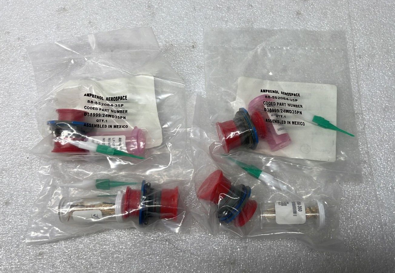 [LOT OF 4] NEW Sealed - Amphenol D38999/24WD35PN Circular Mil Spec Connector