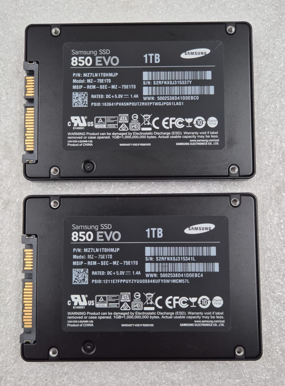 [LOT 2 PCS] SAMSUNG 850 EVO SSD 1TB MZ7LN1T0HMJP MZ-75E1T0 SATA 2.5