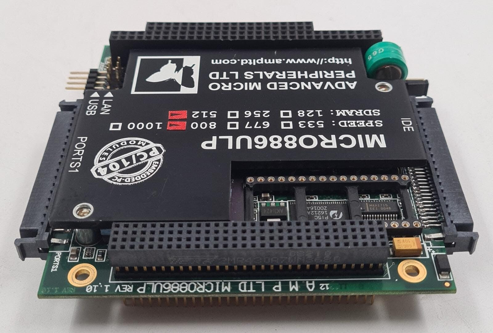 AMP MICRO886ULP ULTRA LOW POWER PC/104 Ethernet Communication Board