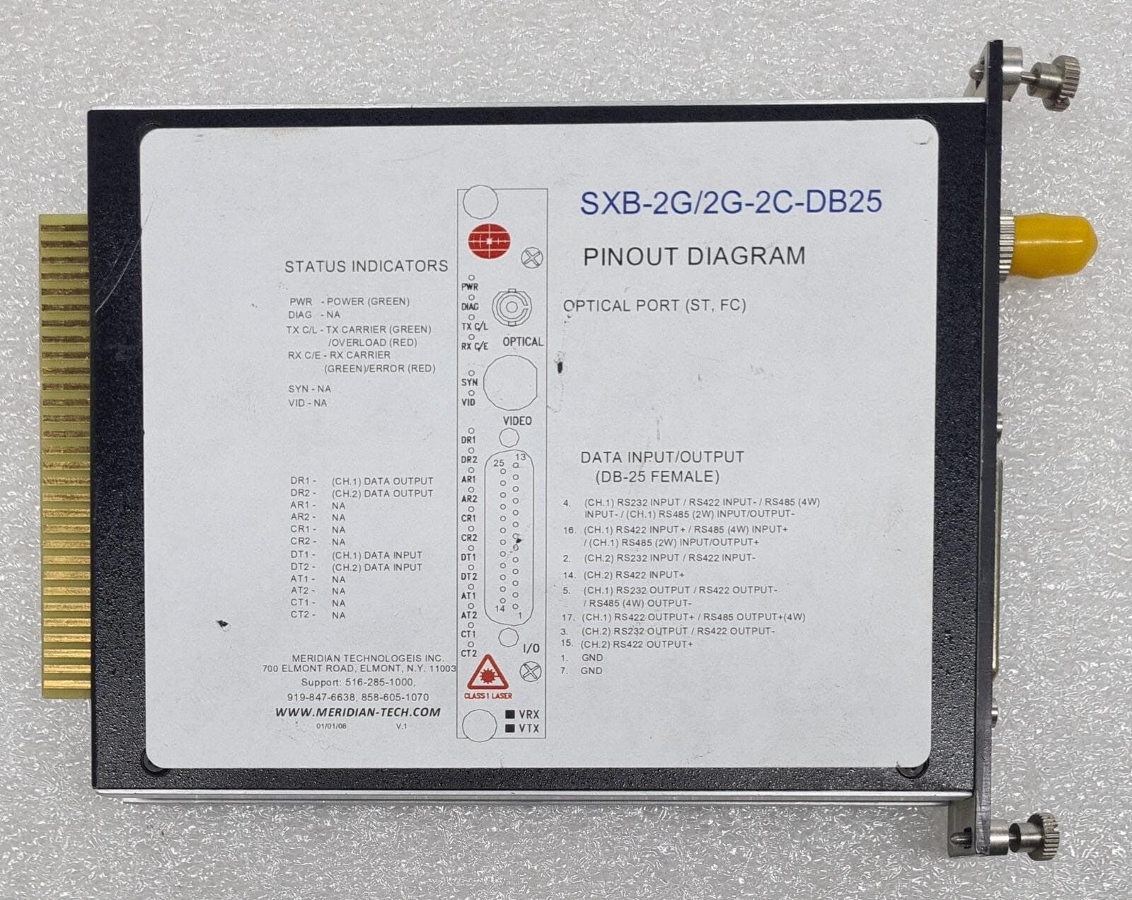 Meridian Technologies SXB-2G/2G-2C-DB25 Fiber-Optic Transmission
