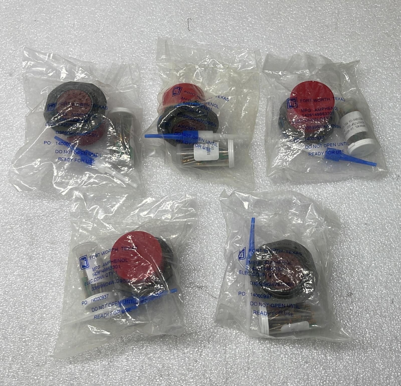 [LOT OF 5] NEW SEALED- AMPHENOL D38999/24WJ29PN Circular MIL Spec Connector