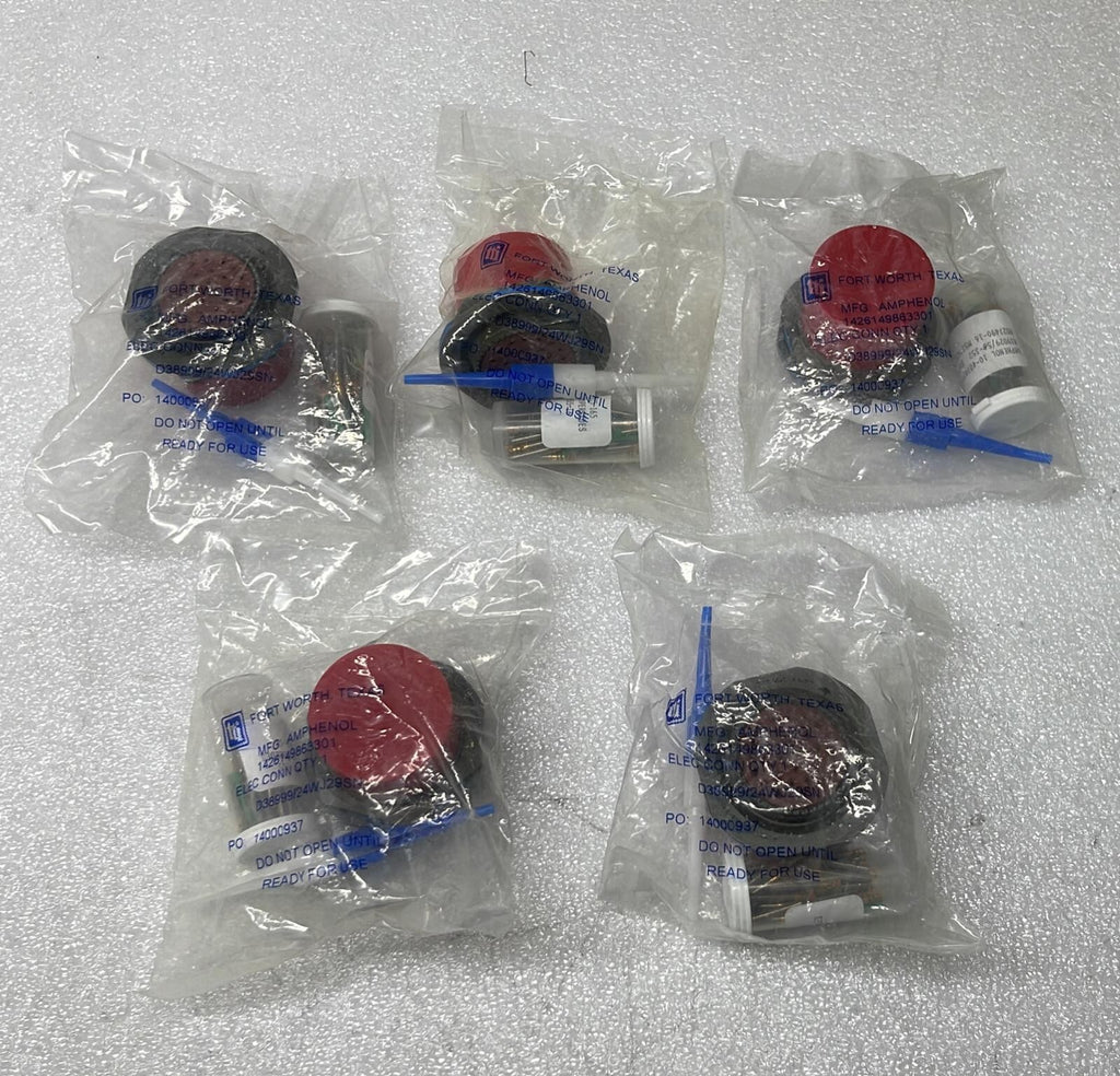 [LOT OF 5] NEW SEALED- AMPHENOL D38999/24WJ29PN Circular MIL Spec Connector