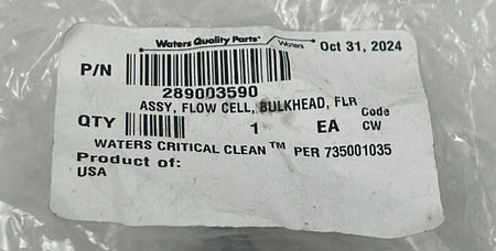 Waters 289003590 product label close-up
