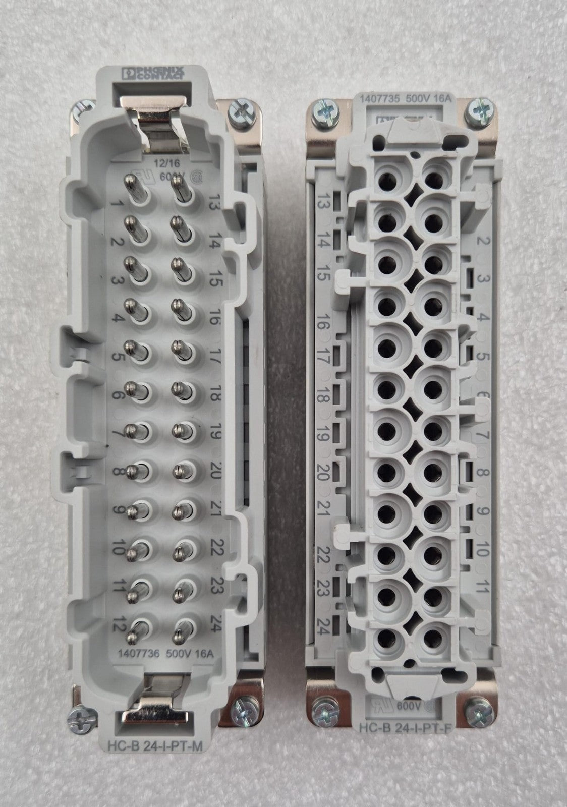 PHOENIX 1407735 HC-B 24-I-PT-F & 1407736 HC-B 24-I-PT-M Connector Heavy Duty