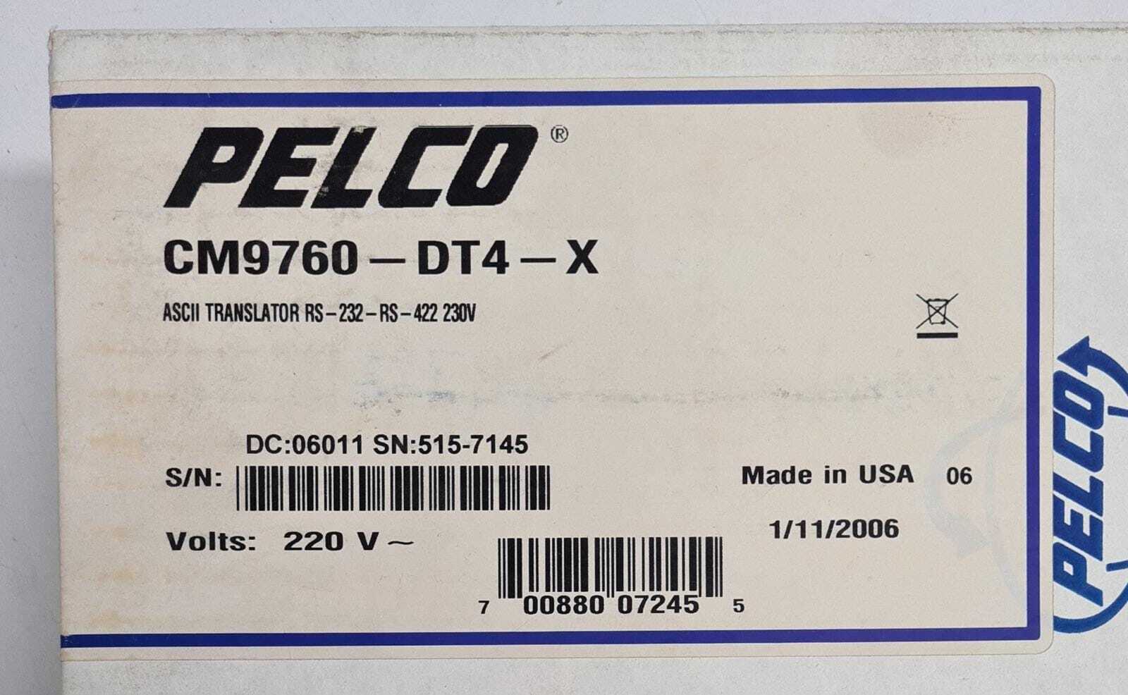 NEW - PELCO CM9760-DT4-X MATRIX DATA ASCII TRANSLATOR 230V CM9760
