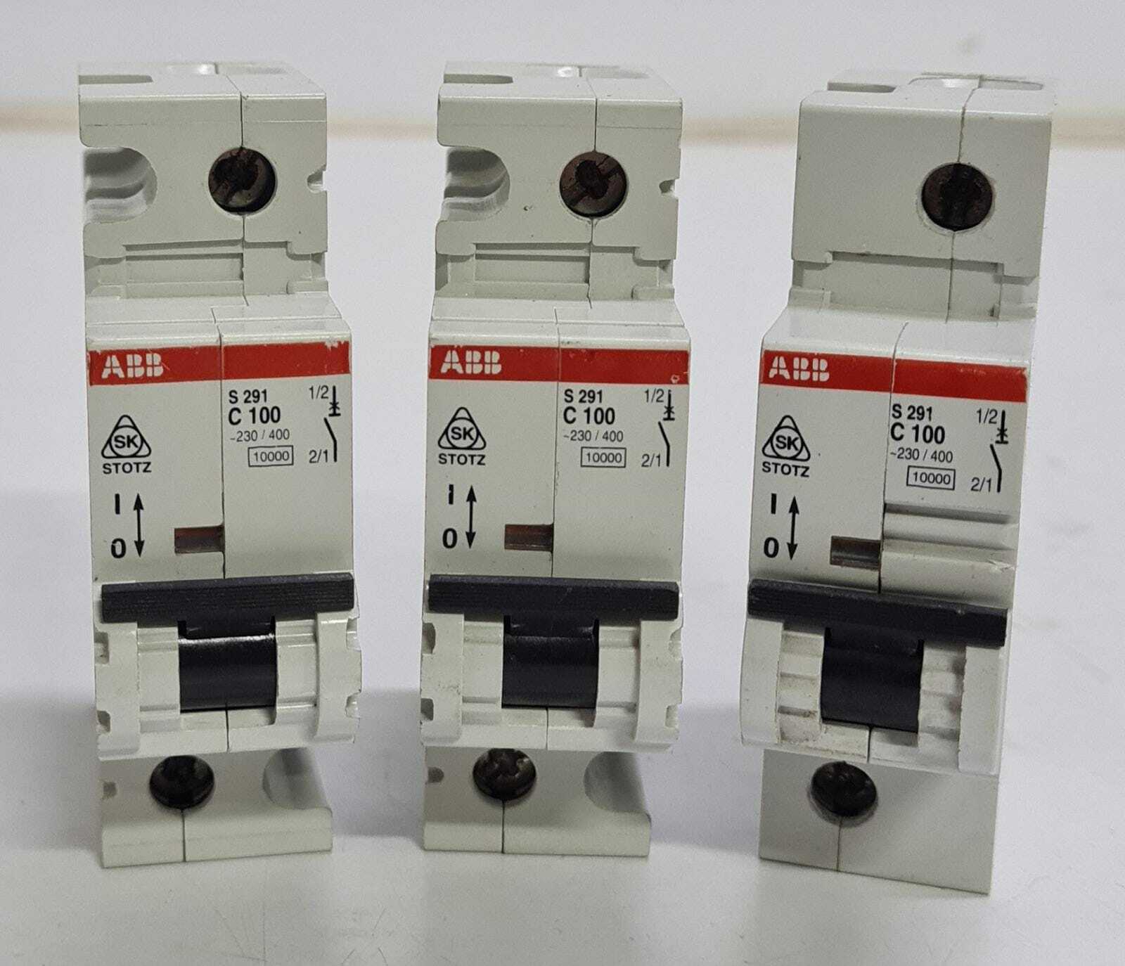 [LOT OF 3] ABB S291 C100 Circuit Breaker 1 Pole LS switch Line Protection
