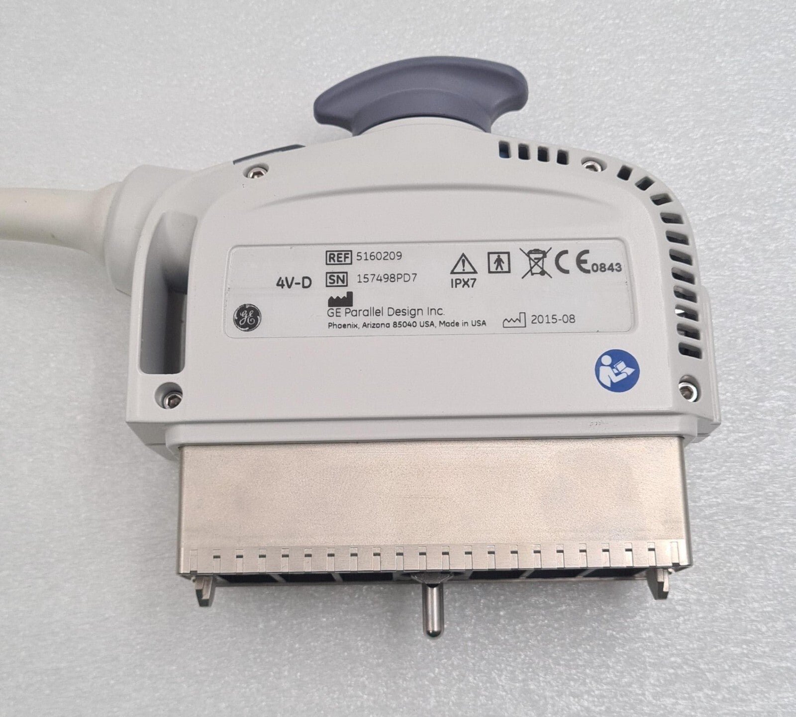 GE Healthcare 4V-D probe rear label and certification markings