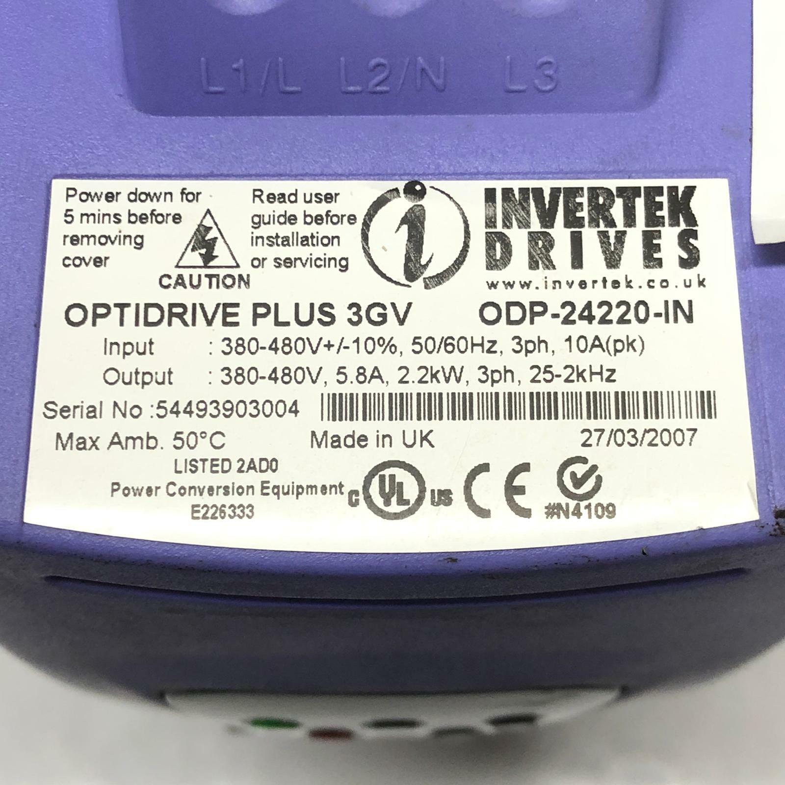 INVERTEK OPTIDRIVE PLUS 3GV 2.2kW 3HP 380V-480V 415V SPEED CONTROL ODP-24220-IN