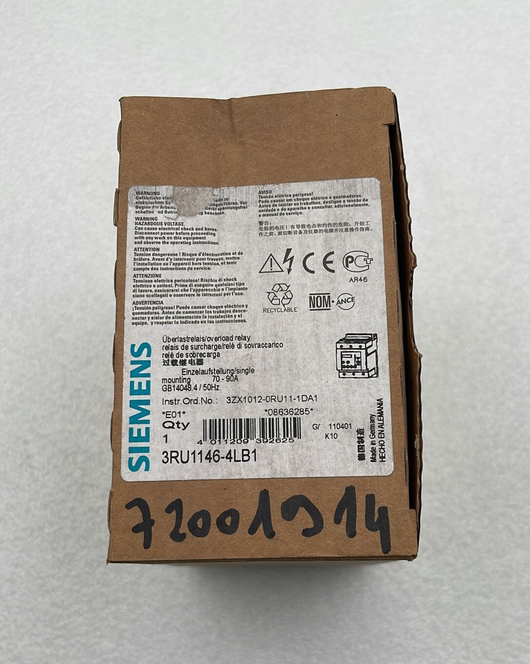 NEW** Siemens 3RU1146-4LB1 Overload relay 70-90A