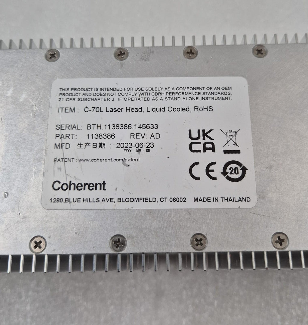 COHERENT C-70 Laser Head Liquid Cooled 1138386 REV AD YEAR 2023