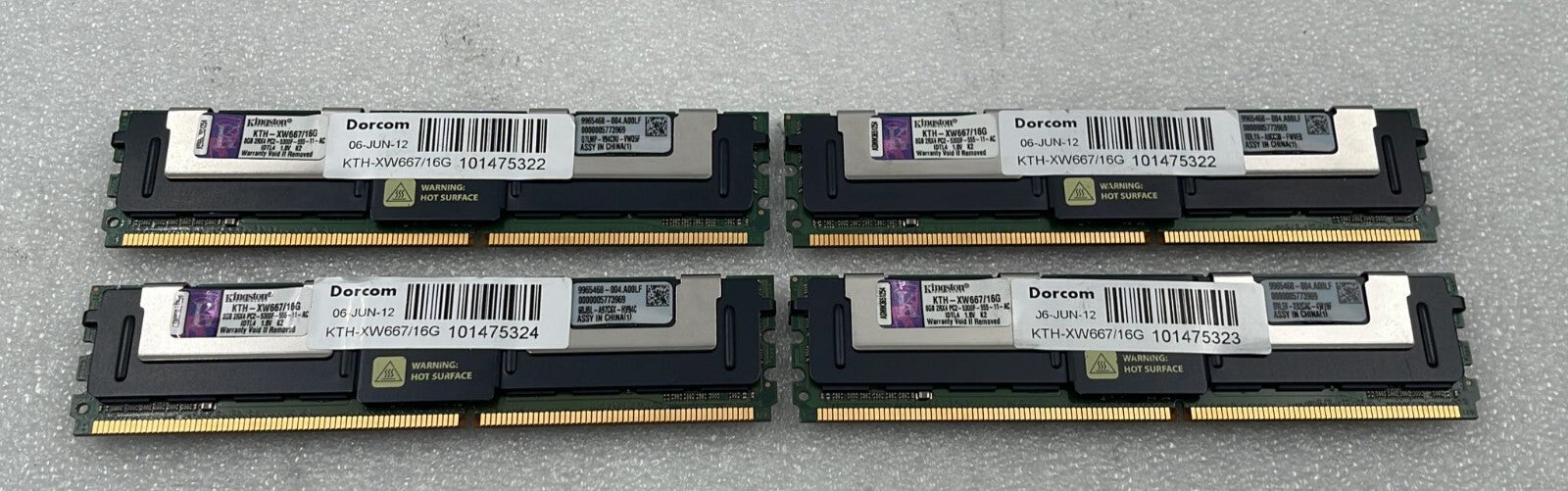 [LOT OF 4] Kingston KTH-XW667/16GB 8GB 2RX4 PC2-5300F Server Memory RAM