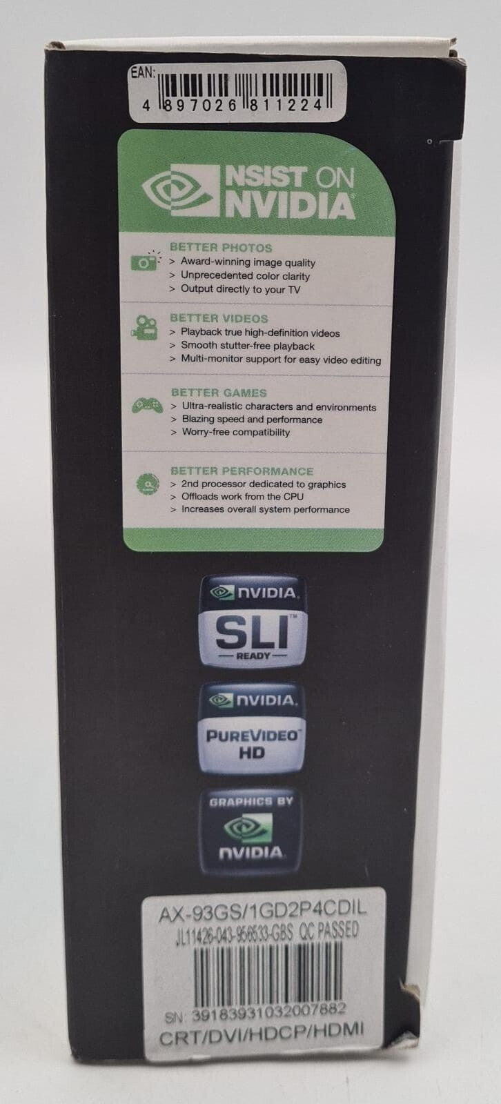 NEW - Axle3 Nvidia GeForce 9300GS 1GB DDR2 PCI-E CRT DVI HDCP HDMI Video Card