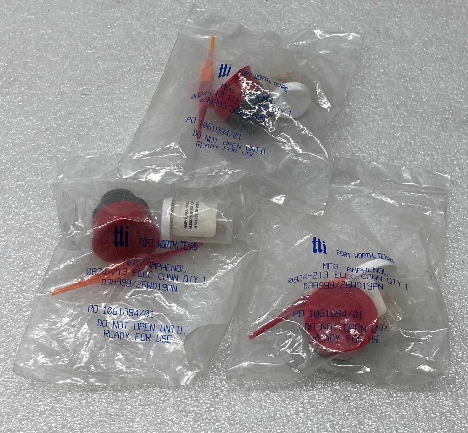 [LOT OF 3] NEW Sealed - Amphenol D38999/26WD19PN Circular Mil Spec Connector