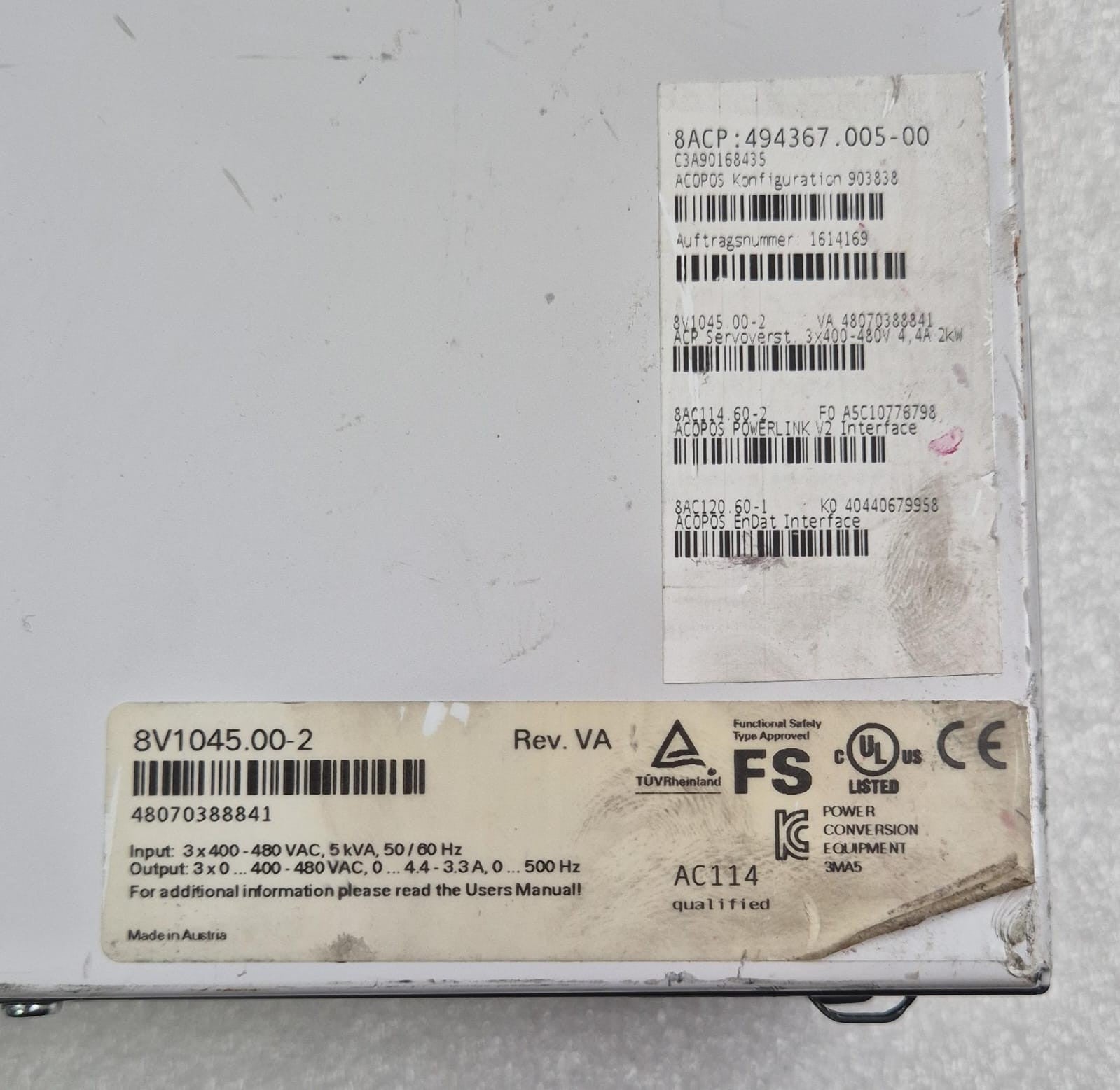 B&R ACOPOS 1045 8V1045.00-2 8ACP 494367 Servo Drive Amplifier W/ AC114 & AC120