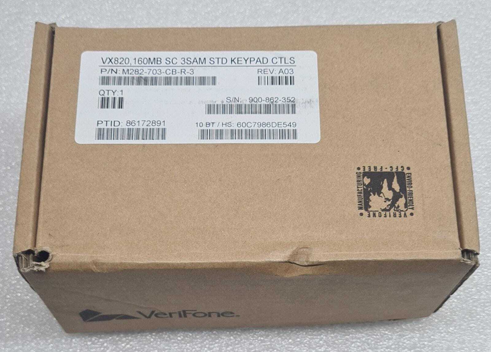 NEW FULL KIT - VeriFone VX820 160MB SC 3SAM STD KEYPD CTLS M282-703-CB-R-3