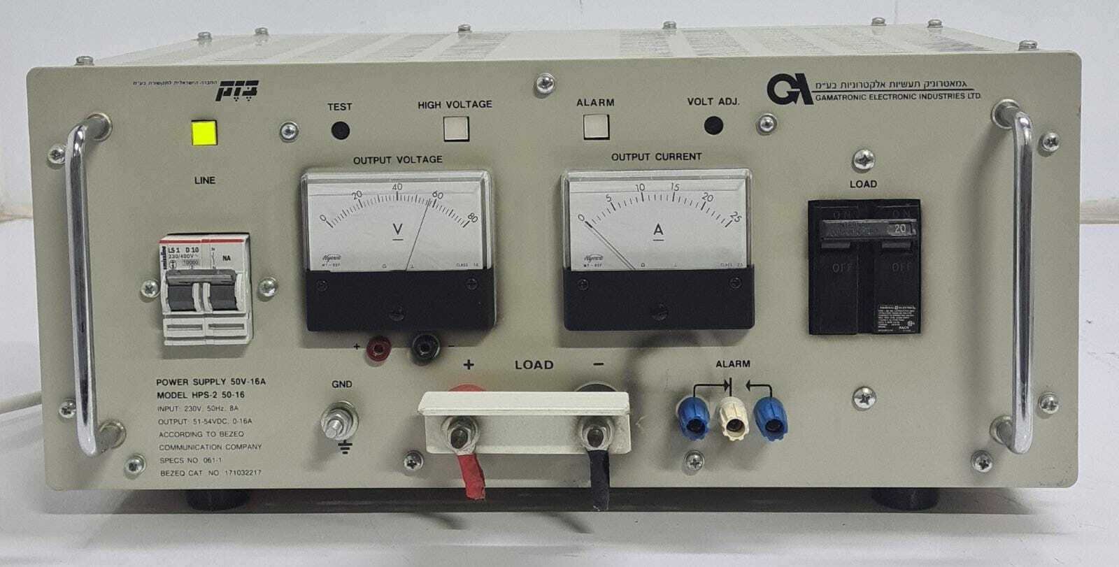 GAMATRONIC ELECTRONIC HPS-2 50-16 POWER SUPPLY 50V-16A / BEZEQ 17103221