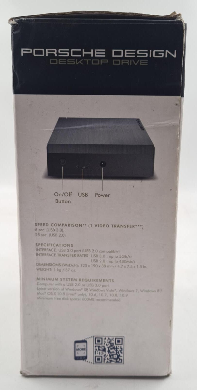 NEW - LACIE Porsche Design DESKTOP External Hard Drive 3TB USB 3.0 / 2.0