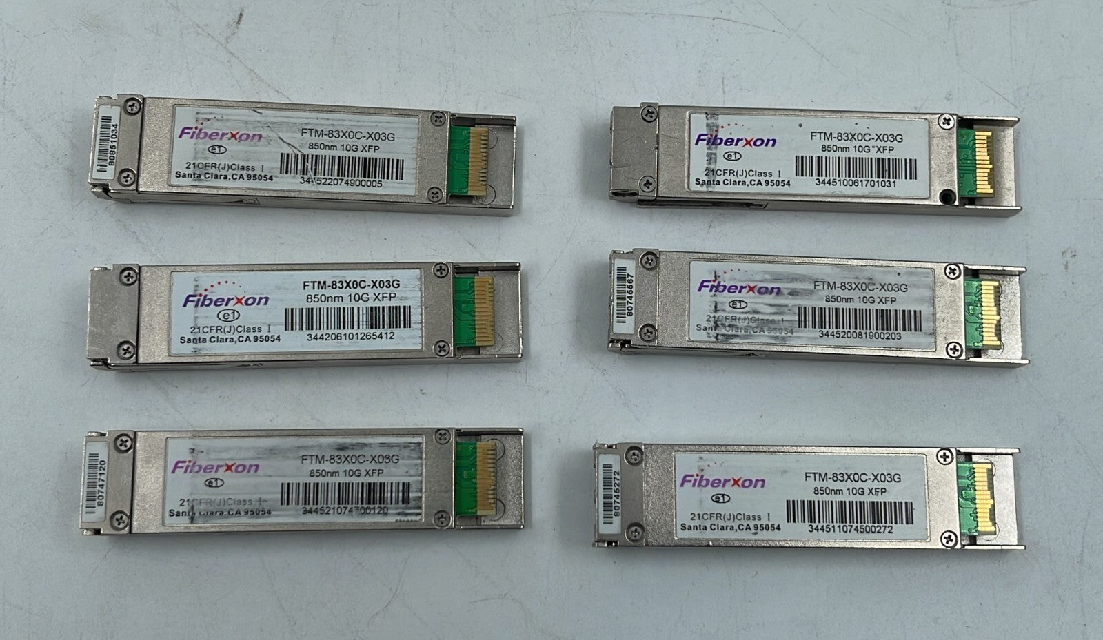 [LOT OF 6] Fiberxon FTM-83X0C-X03G 850nm 10G XFP