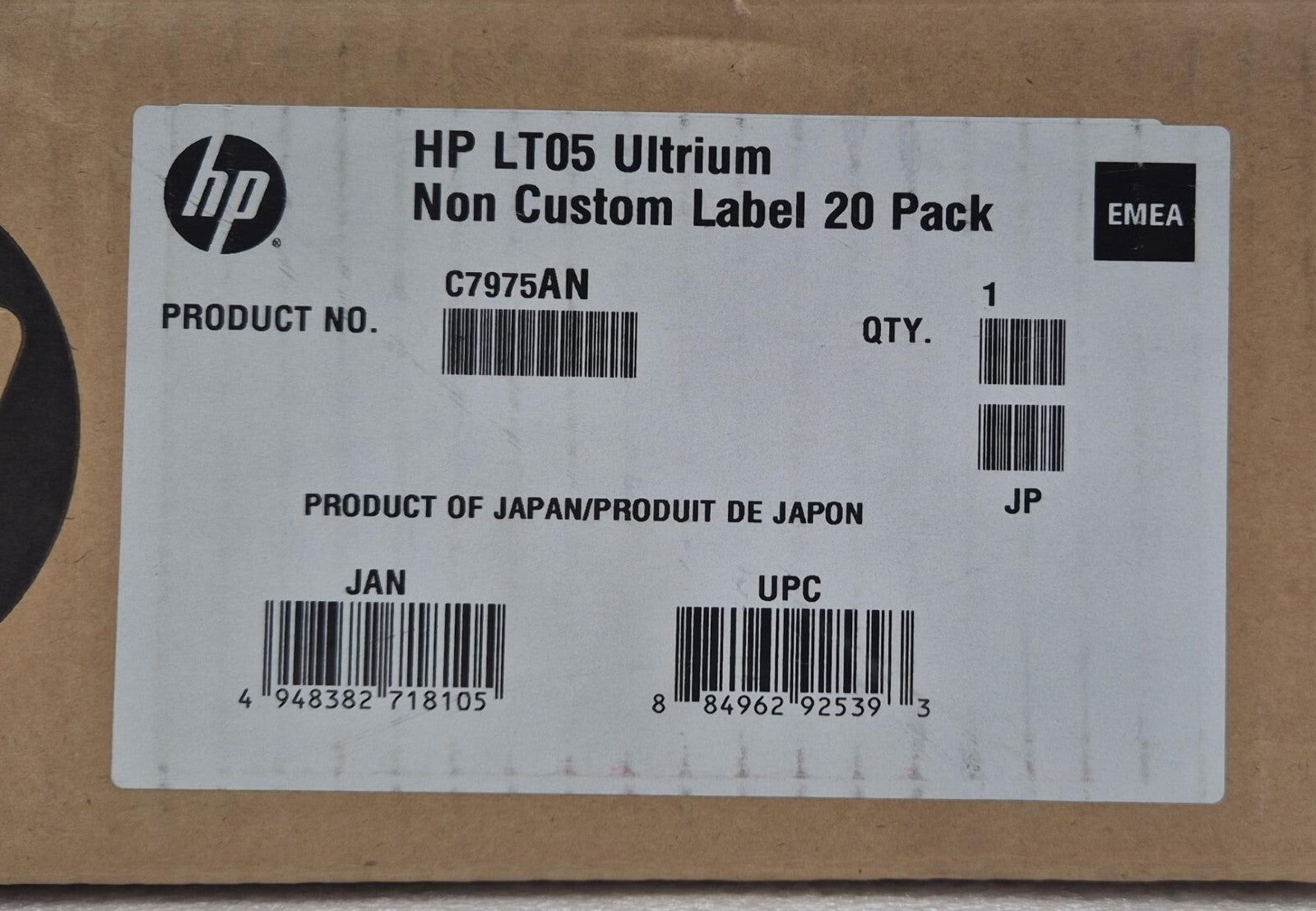 [20-Pack] NEW - HP C7975AN 3TB RW Data Tape Cartridge Ultrium LTO5 Non Custom