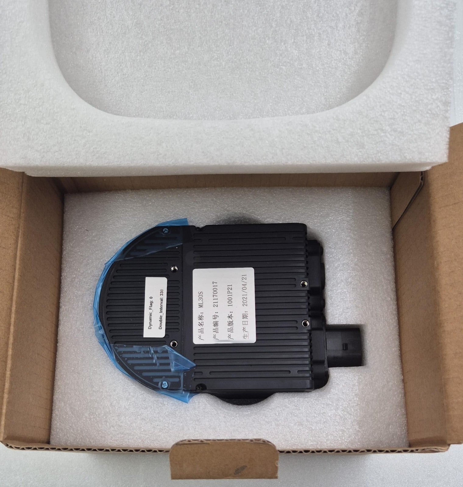 Zvision ML30S 1001P21 LiDAR sensor in protective foam packaging