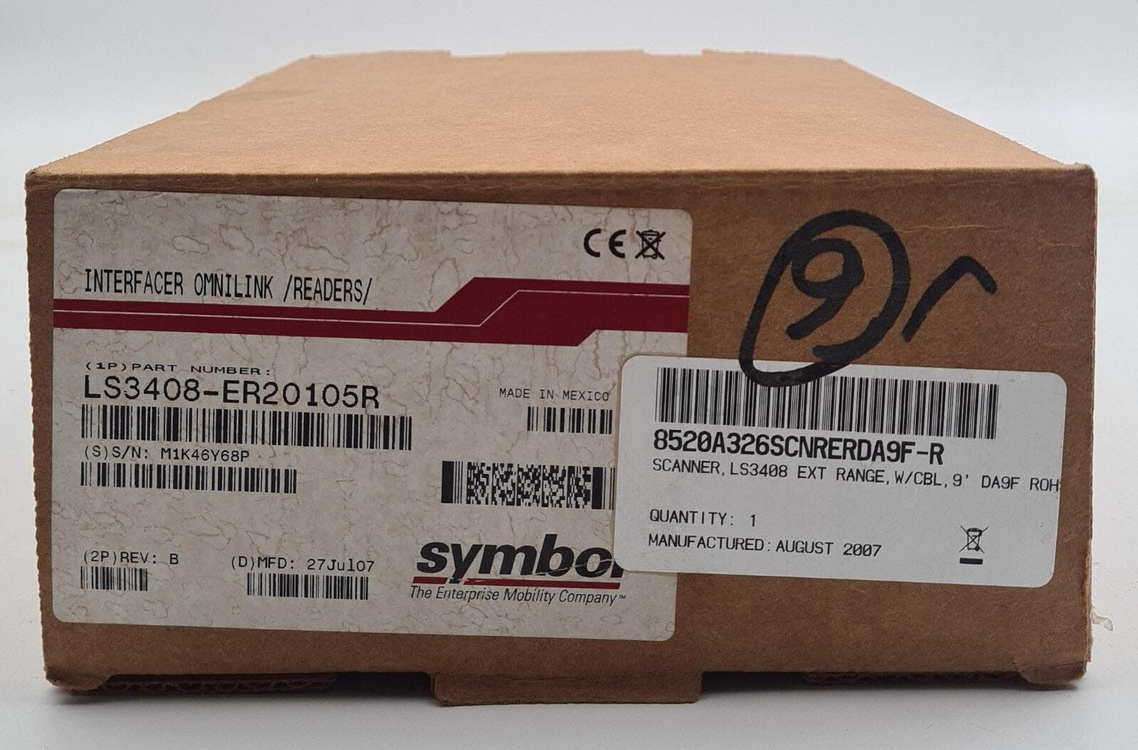 NEW - LXE Symbol Handheld Barcode Scanner LS3408-ER20105R W/ USB Cable KIT SET